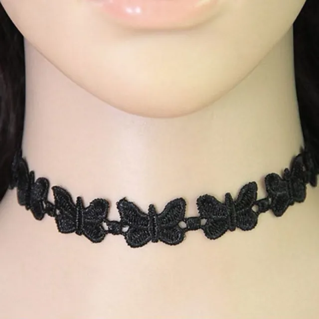 Choker verižica z metuljčkom črna